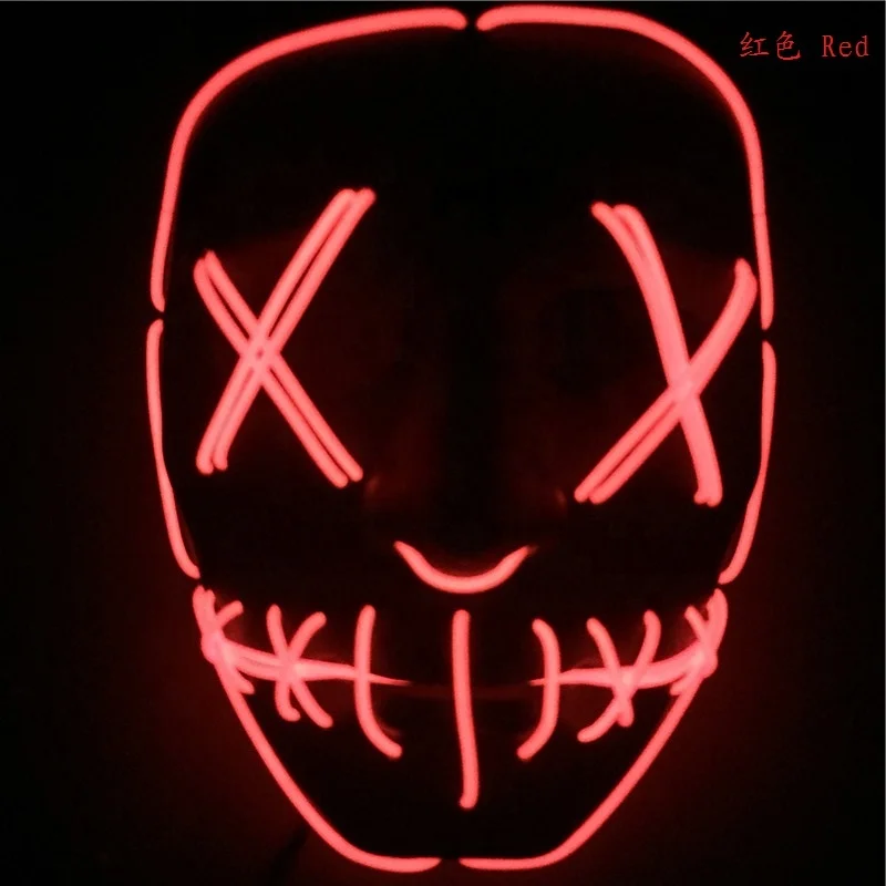2019 factory sell glowing neon light halloween party face mask