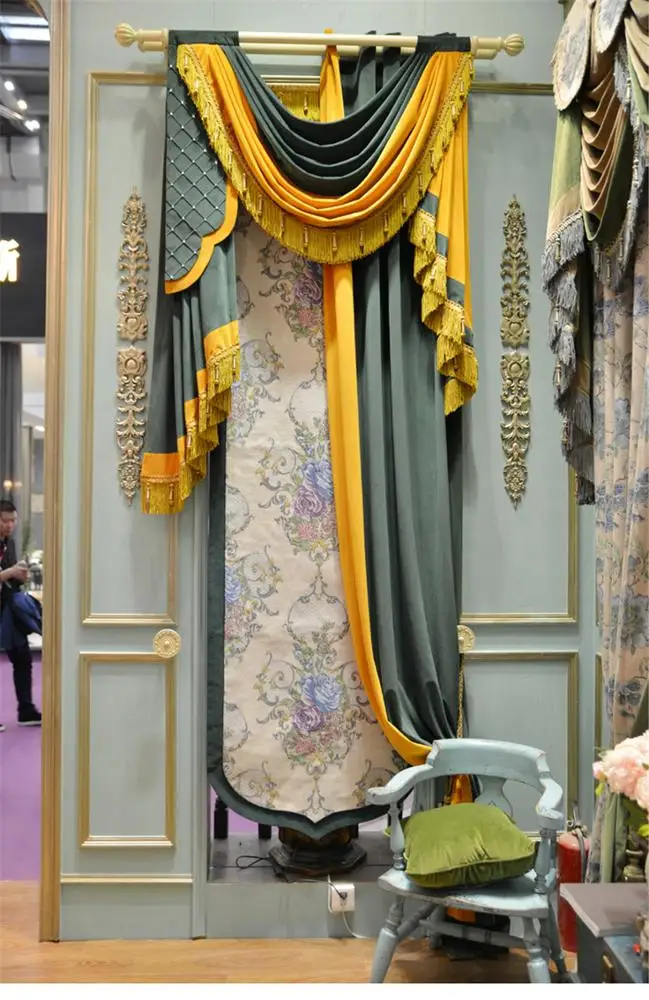 High-end custom elegant fabric American curtain retro living room decorative solid color chenille curtain Sylia(BY12-A10010)