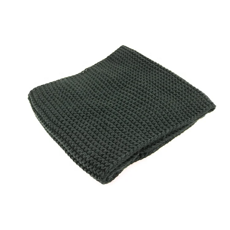 Thick And Chunky Knitted Army Green Infinity Scarf For Winter