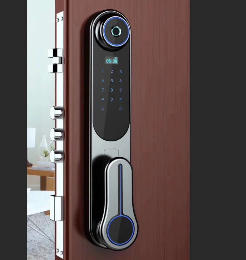 
Factory export Fingerprint electron smart digital door handle lock high security high quality handle lock 
