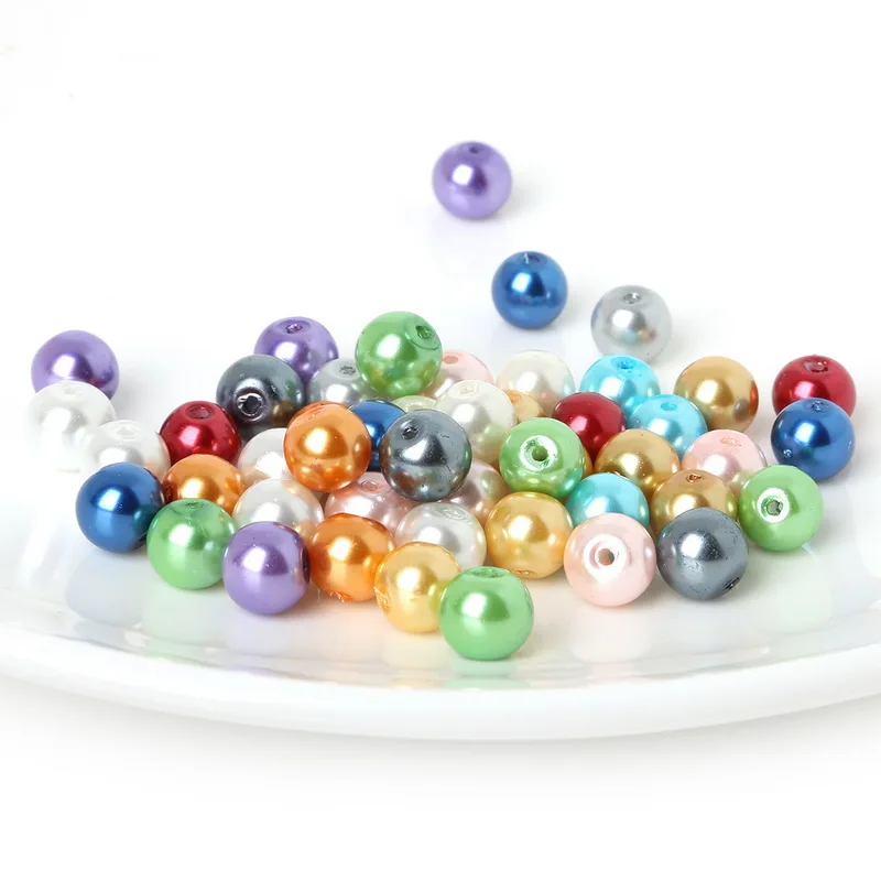 Mixed Colors 4-10mm Round Shape Imitation Glass Pearl Beads for Jewelry Making