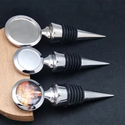 Custom Logo Round Shape 3D Blank Metal Vacuum Red Wine Bottle Stopper