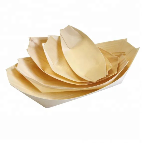 Japanese style biodegradable wooden sushi boat