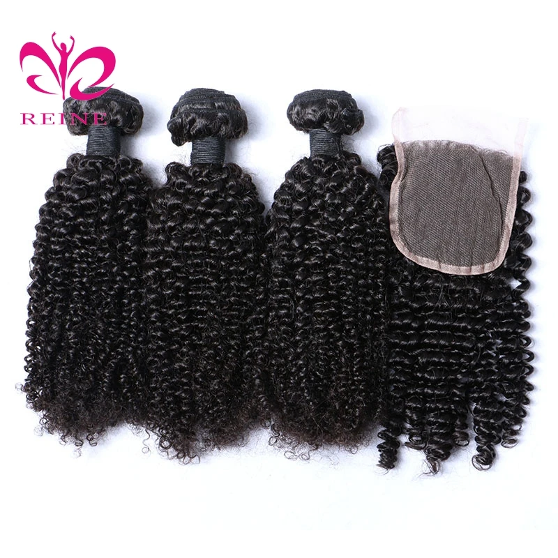 REINE Grade 9a peruvian virgin hair with closure , wholesale virgin peruvian kinky curl , high grade natural hair extensions