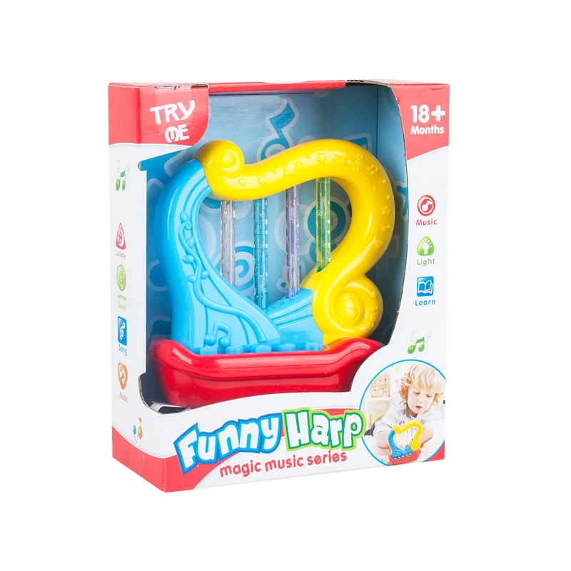 Funny electric baby magic cartoon musical instruments set toy harp with light
