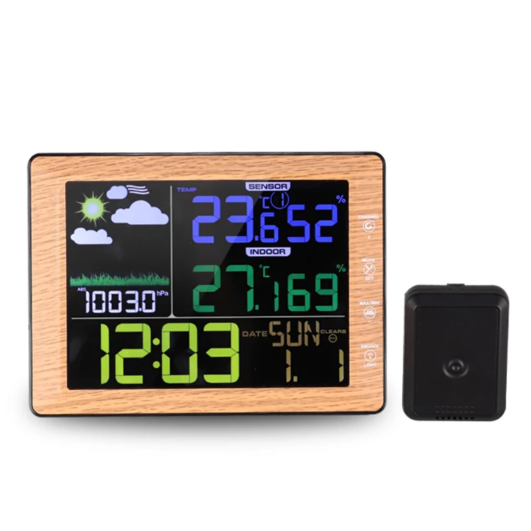 
Multifunctional Digital Color Screen Weather Station Wall Clock Digital Alarm Clock Weather Forecast Clock With Qi Charger 