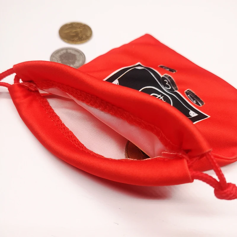 Custom logo printed coin bag sack with drawstring