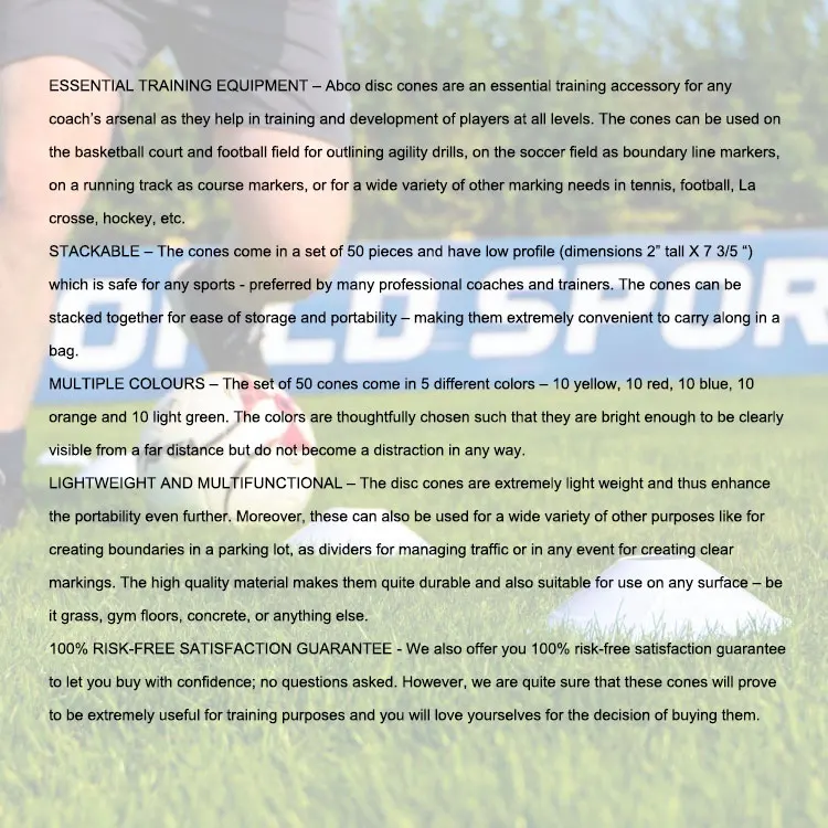 Sets 50-Pack 2 Inch High Sport Agility Disc Soccer Cones Equipment For Training Kids