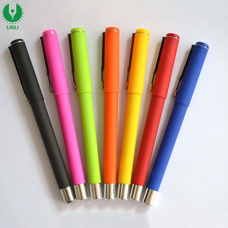 
Custom Popular Promotion Rubber Pen, Cheap Color Plastic Gel Pen With Logo 