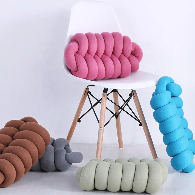 Cheersee new arrival pink decorative throw rectangle waist plush knot pillow for home decor