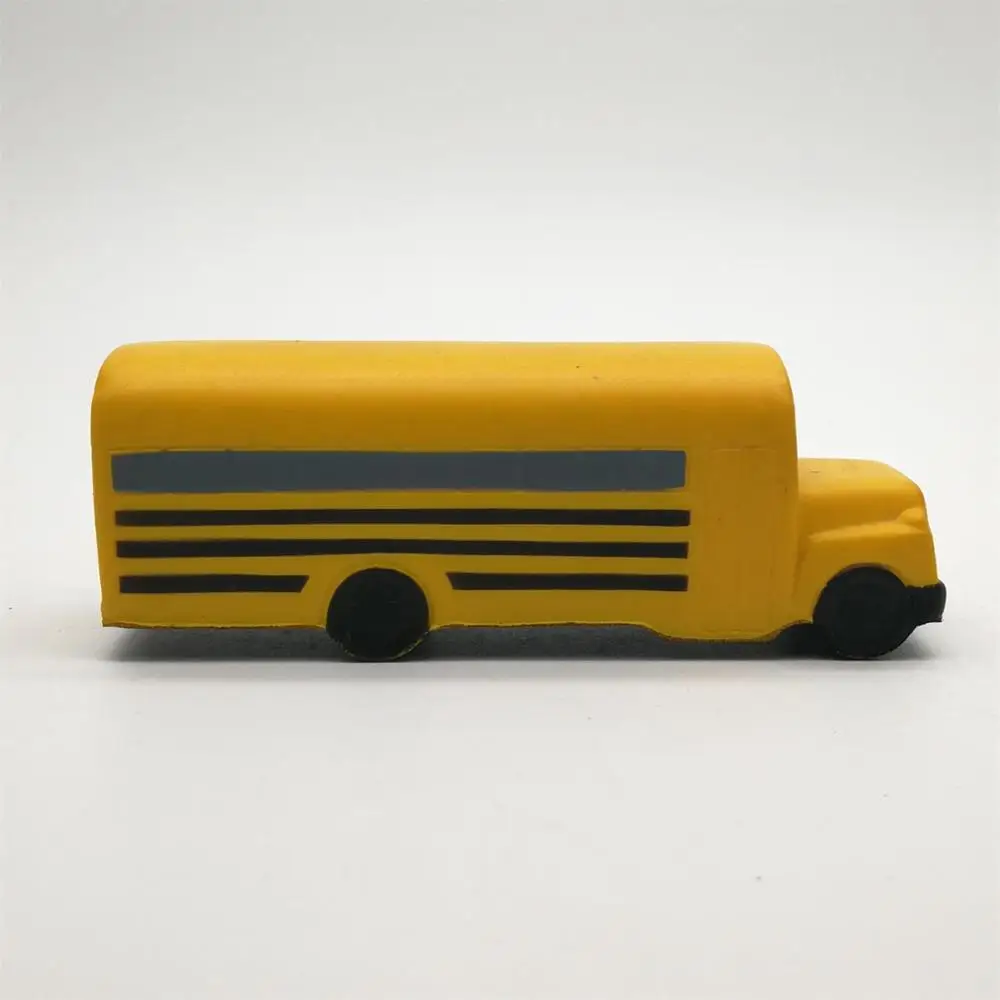 Hot sale Promotional PU Stress Reliever and Foam Squeeze Transportation Toy School Bus with customized logo