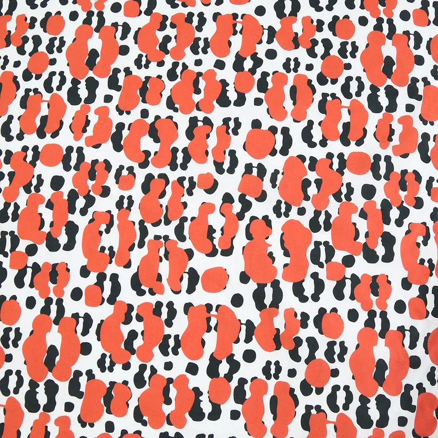 Digital printing red leopard on 100% cotton poplin fabric for garment