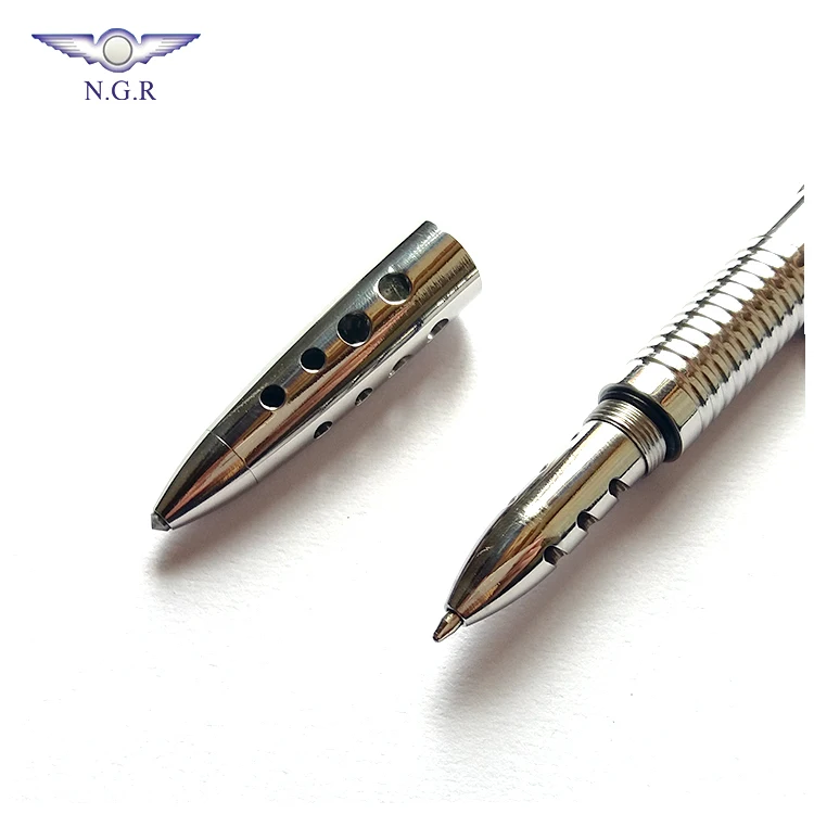 Factory top sell Stainless steel tactical pen with LED flashlight Tungsten attack head and Multi function tool for self defense