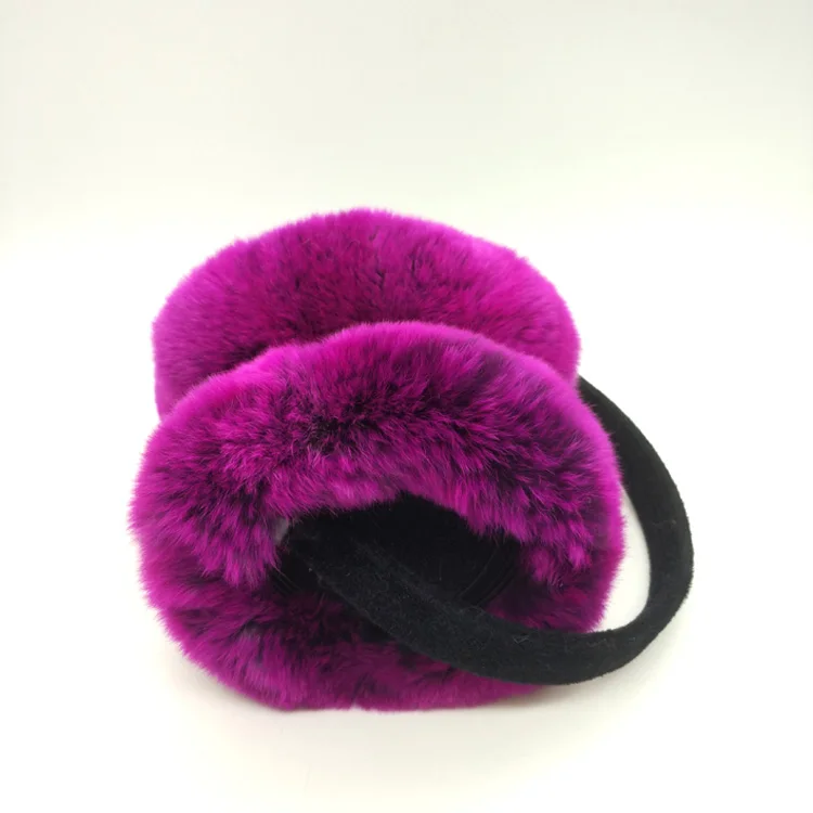 
STABILE 100% Real Rex Rabbit Fur Ear Muffs / Rose Flower Shape Foldable Fur Earmuffs 