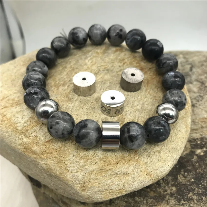 10x6mm OEM logo stainless steel Metal column cylinder Barrel beads charms with small hole for beaded bracelets