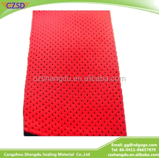 SD Perforated rubber Breathable Neoprene embossed pattern sponge synthetic rubber Gel skidproof fabric sheet