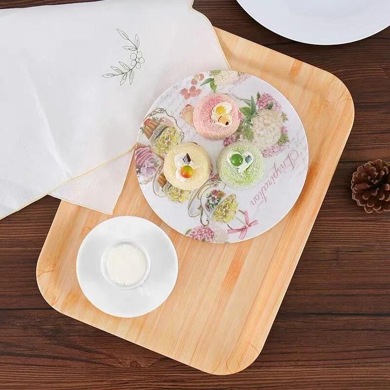 Wooden new design stackable plastic melamine trays for restaurant