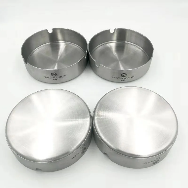 Home large size stainless steel table ashtray metal indoor ashtray - L#