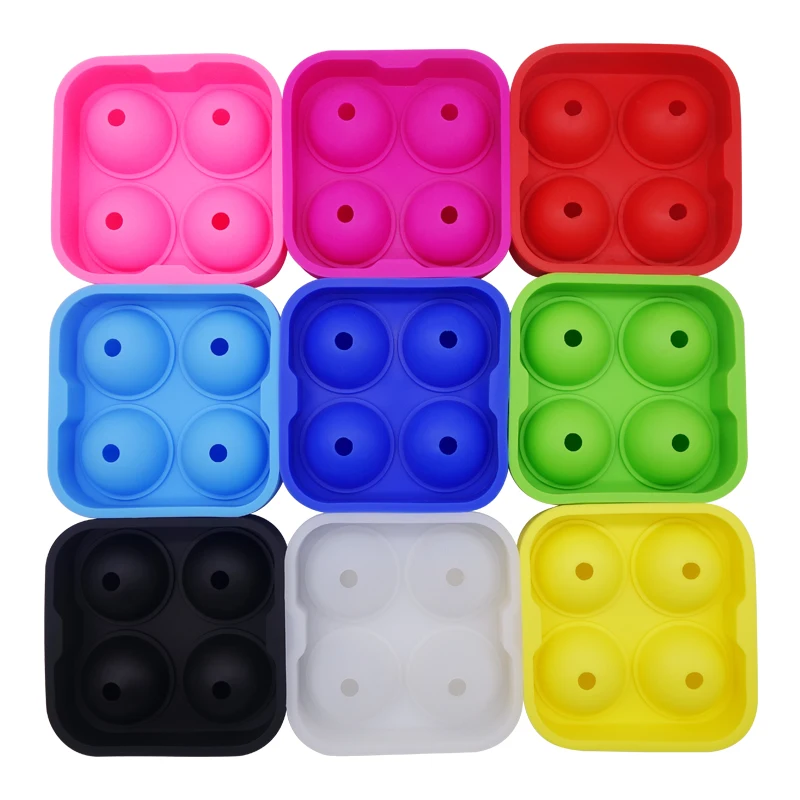 100% food grade Food Grade approved Silicone sphere ice ball maker mould,silicone  ice ball tray with 4 cavities