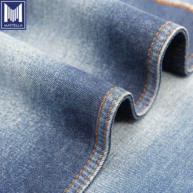 226C indigo blue 11.5oz 390gsm cotton polyester yarn jeans material ring spun bamboo slub denim fabric mills in Foshan