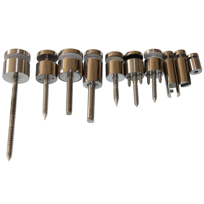 Advertising screw with adjustable wall to glass connector standoff