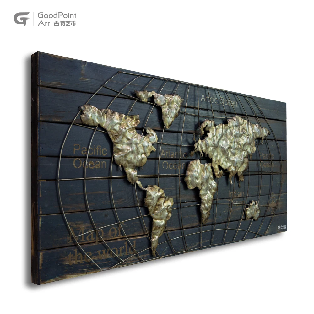 
Fabulos modern decoration rustic metal sculpture world map gift wood wall art 