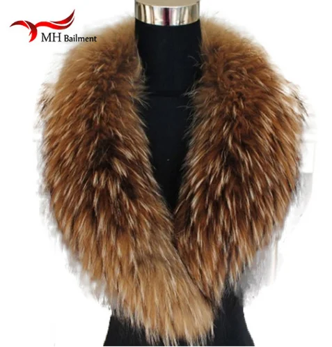 Индивидуальный съемный воротник из натурального меха енота окрашенный синий зимний теплый плюшевый шарф из лисьего меха