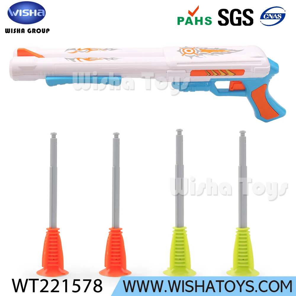Hot selling kids funny toy dart gun 2 barrels repeater sucker bullet
