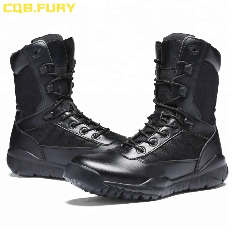 
Dubai Black Army Boots With Padded Collar Cemented Construction Combat Boots 