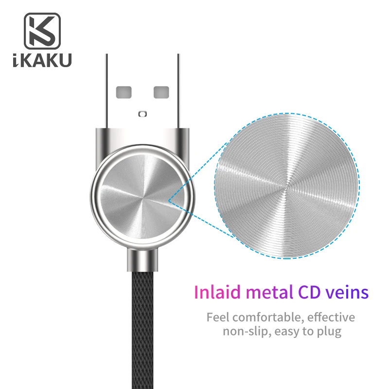 KAKUSIGA CD head shape metal charging 3.2A micro c usb original data cable for iphone Samsung Android