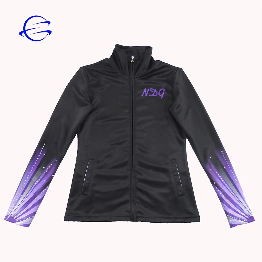 China Supplier Custom Sublimation Rhinestone Gym Wear Women Gymnastics Practice Uniforms Long Sleeve Gymnastic Leotards