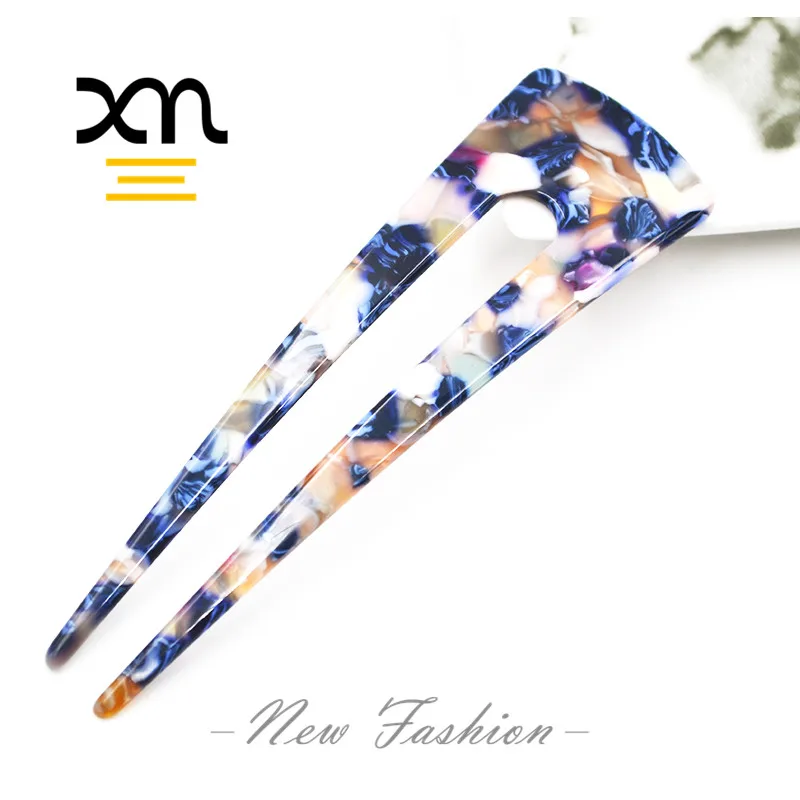
Traditional Chinese Hair Accessories Chop Sticks Jewelry Women Colorful Hair Sticks U Shape Marble Hair Sticks For Ladies 