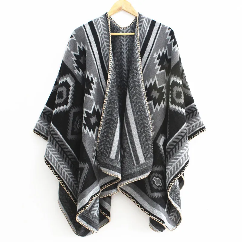 Осенне-зимняя женская разноцветная шаль Urban CoCo, накидка-пончо с открытой передней частью для свадьбы и вечеринки для женщин