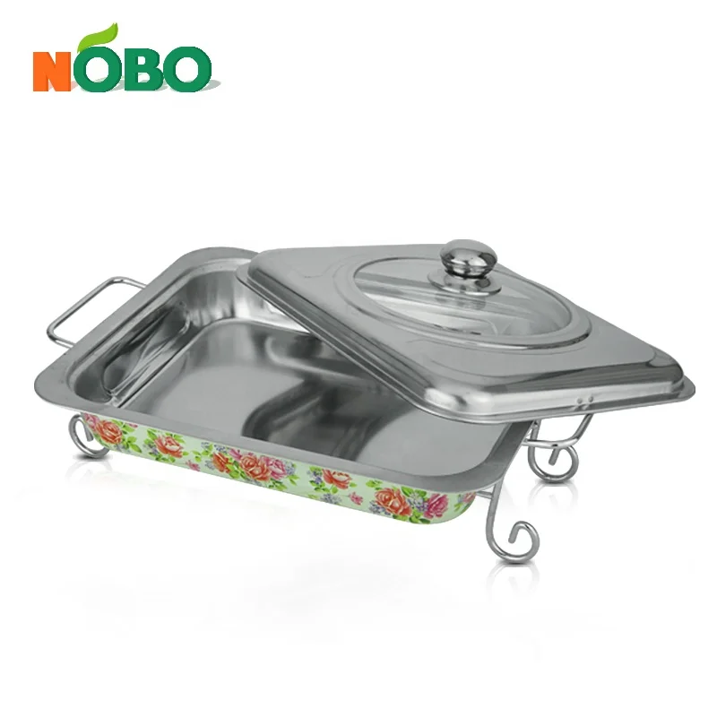 Flower Design banquet party Stainless Steel Buffet Food warmer Server With Stand