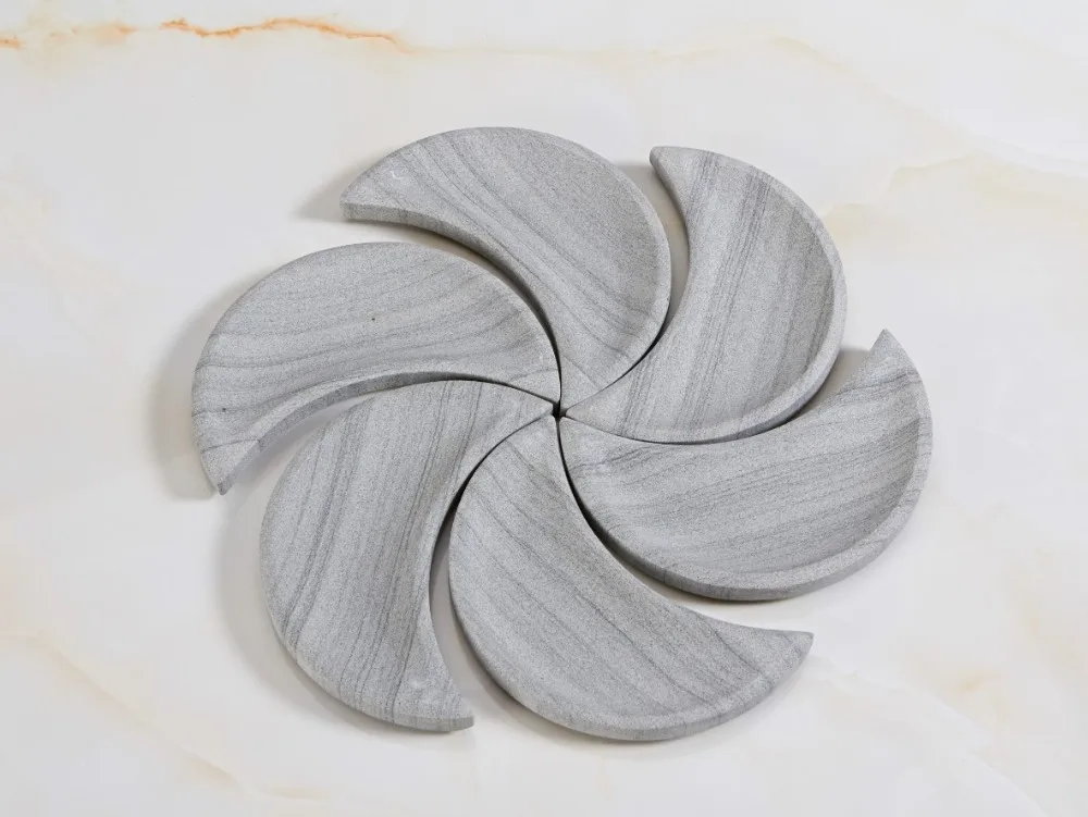 A Set of Moon Shape Tableware Grey Marble Candy Tray