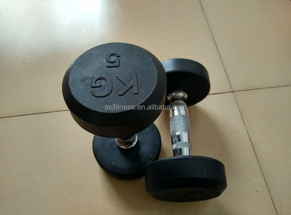 Factory Direct Sale Commercial Gym Dumbbell Set 50kg Rubber Round Dumbbell