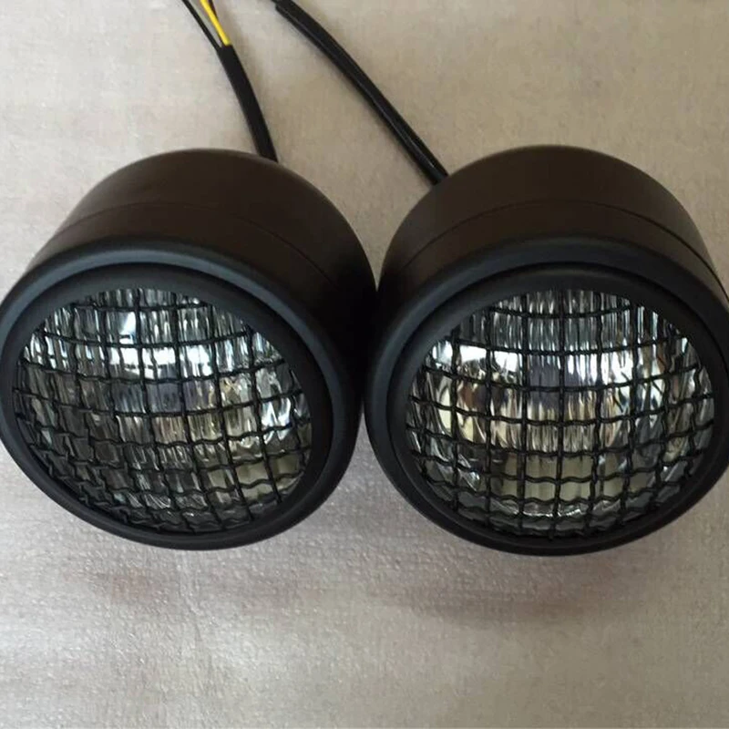 Галогенная лампа H4 двойная круглая черная сетка Классическая мотоциклетная фара светодиодная motorrad doppel