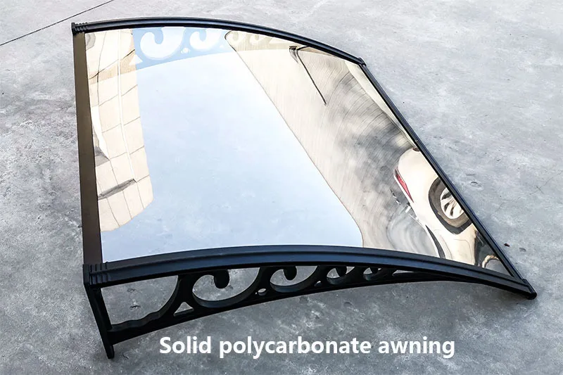 Polycarbonate awning with hollow sheet