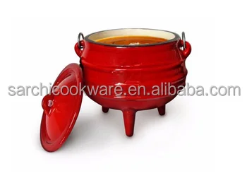 Южноафриканский горшок с тремя ножками и эмалевым покрытием из чугуна