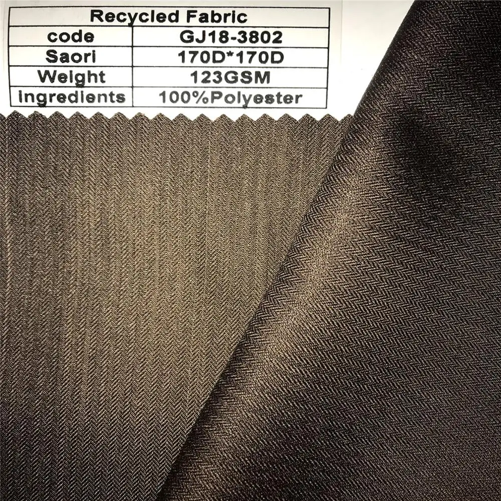 Eco-Friendly  Recycled fabric with certification and hanger /170D*170D 100%Polyester soft and shiny fabric for garments