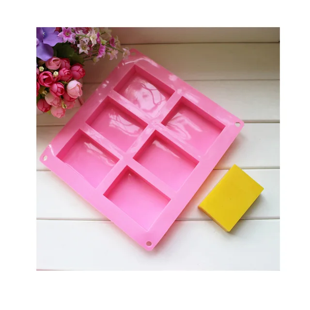 Rectangle 6 Cavitiies Soap Moulds Handmade Silicone Soap Mold for Soap Making