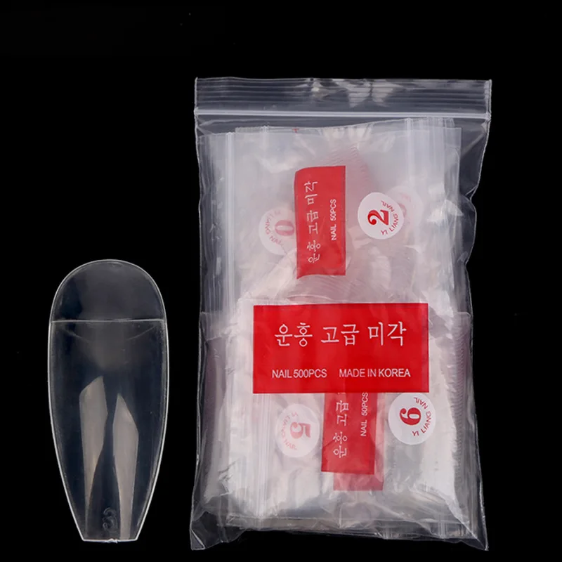 Yimart Korea 500Pcs Half Cover French Coffin Nail Tips Long ABS Artificial Fingernails Ballet Nail Tips Fake Nails Finger