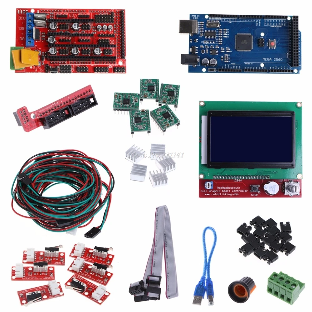 CNC 3D Printer Kit Mega 2560 R3+RAMPS 1.4 Controller+LCD 12864+5 A4988 Stepper Driver