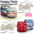 Happy Flute onesize baby cloth diaper Night AIO hook and loop snap closure with sewn in