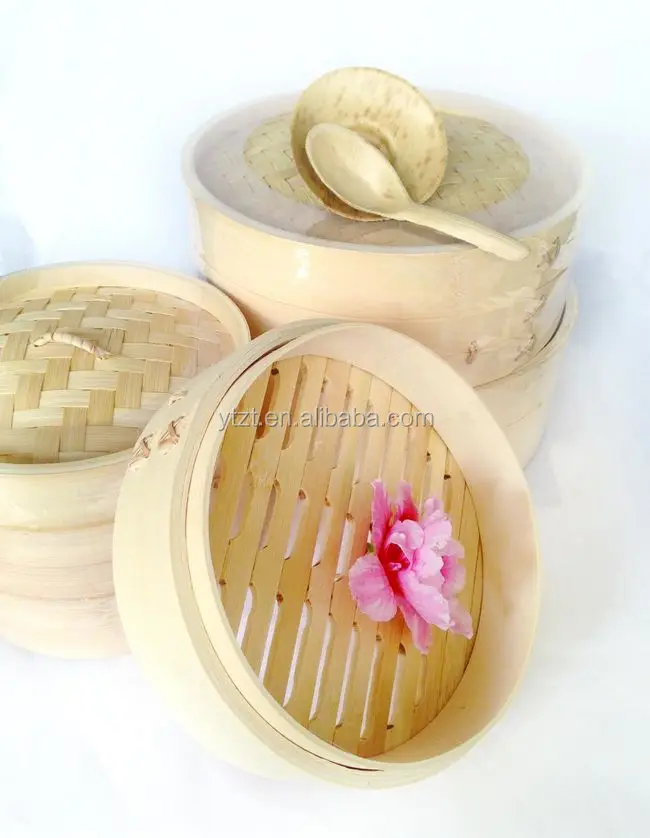 Two Tier Bamboo Rice/Pasta/Dim Sum Steamer with Lid