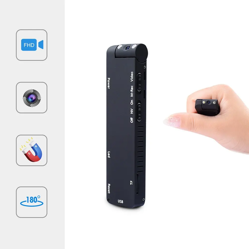 HD 1080P Mini Camera Espionage Video Recorder with Back Clip