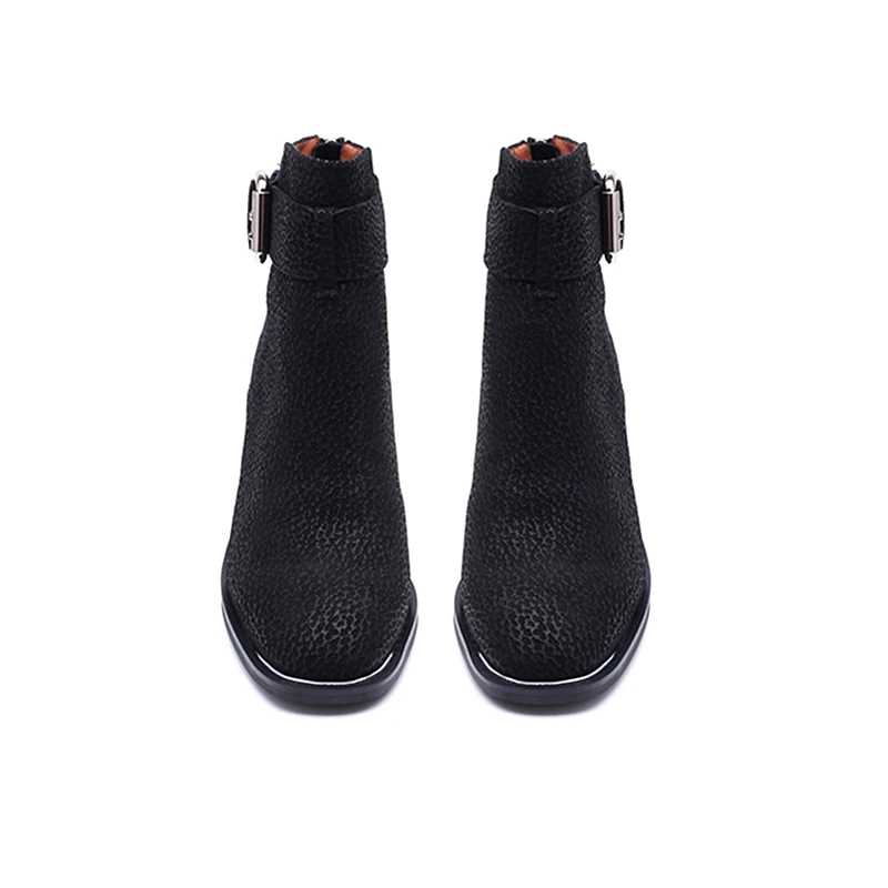 2017 latest design women and ladies leather cowboy black ankle boot