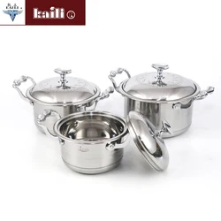 Best quality 3pcs stainless steel cookware set stock italian and korea cookware set with heat resistant handle