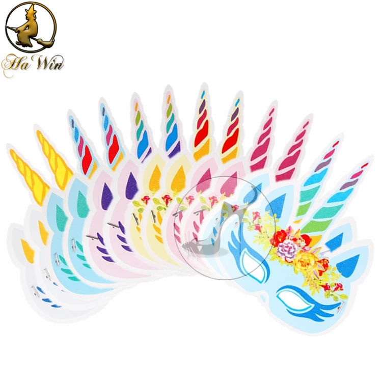 New Style 12pcs Kids Birthday Unicorn Paper Masks for sale