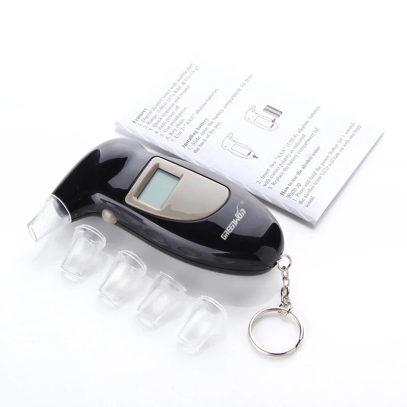 LCD  Display Keychain  Breath Analyzer Digital Breathalyzer Alcohol Tester AT-68s